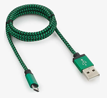 Кабель USB Аm- microBm 1.0 м. нейлоновая оплетка, зеленый
